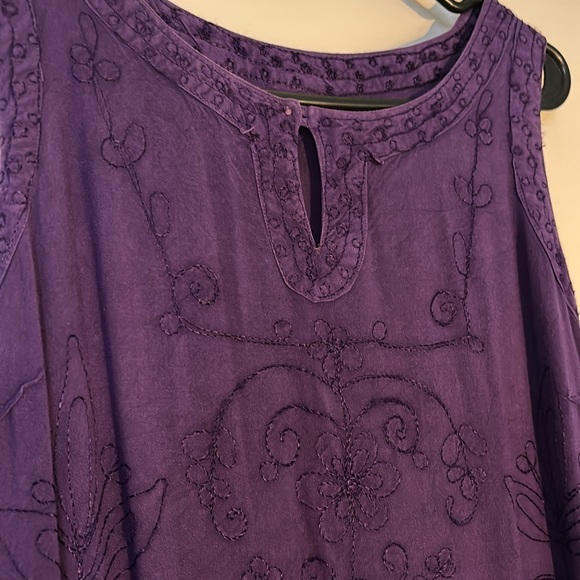 Purple embroidered maxi Sleeveless Dress large - Picture 9 of 9
